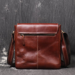 Vintage Leather Men's Small Side Bag Vertical Messenger Bag Shoulder Bag For Men - iwalletsmen