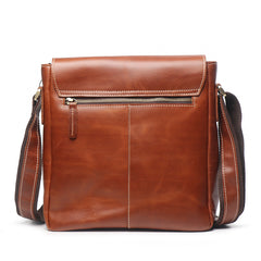 Vintage Leather Men's Small Side Bag Vertical Messenger Bag Shoulder Bag For Men - iwalletsmen