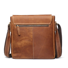Vintage Leather Men's Small Side Bag Vertical Messenger Bag Shoulder Bag For Men - iwalletsmen