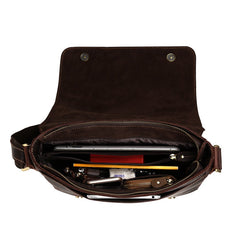 Vintage Casual Leather Mens 12inch Messenger Bag Side Bag Shoulder Bag for Men - iwalletsmen