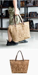 Waxed Canvas Leather Womens Mens Large Pink Tote Bag Shoulder Bag Black Tote Purse For Women - iwalletsmen
