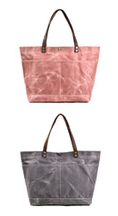Waxed Canvas Leather Womens Mens Large Pink Tote Bag Shoulder Bag Black Tote Purse For Women - iwalletsmen