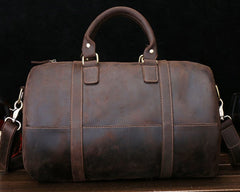 Dark Brown Leather Mens Barrel Overnight Bag Duffle Bag Travel Bag Weekender Bag for Men - iwalletsmen
