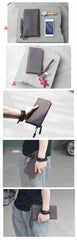 Vintage Dark Brown Leather Mens Phone Wallet Clutch Bag Wristlet Bag Zipper Long Wallet For Men - iwalletsmen