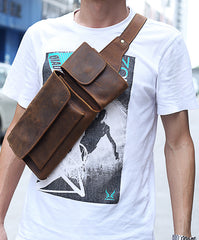 Cool Fashion LEATHER MEN'S Fanny Pack Waist Pack Belt Bag Belt Pack For Men - iwalletsmen
