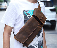 Cool Fashion LEATHER MEN'S Fanny Pack Waist Pack Belt Bag Belt Pack For Men - iwalletsmen