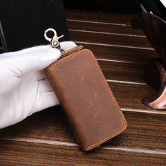 Cool Fashion Leather Men's Car Key Wallet Zipper Key Holder For Men - iwalletsmen