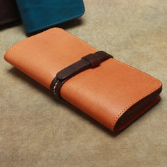 Vintage Leather Men's Bifold Long Wallet Black Brown Blue Long Wallet For Men - iwalletsmen