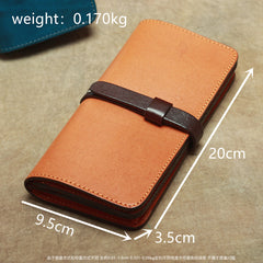 Vintage Leather Men's Bifold Long Wallet Black Brown Blue Long Wallet For Men - iwalletsmen