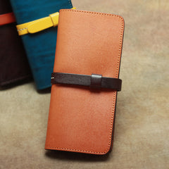 Vintage Leather Men's Bifold Long Wallet Black Brown Blue Long Wallet For Men - iwalletsmen