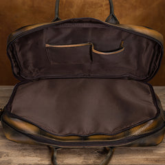 Vintage Brown Leather Men's Briefcase 14'' Computer Briefcase Professional Handbag For Men - iwalletsmen