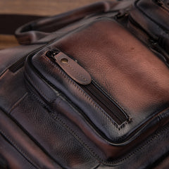 Vintage Brown Leather Men's Briefcase 14'' Computer Briefcase Professional Handbag For Men - iwalletsmen