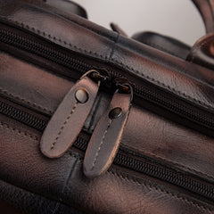 Vintage Brown Leather Men's Briefcase 14'' Computer Briefcase Professional Handbag For Men - iwalletsmen