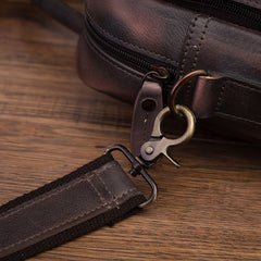 Vintage Brown Leather Men's Briefcase 14'' Computer Briefcase Professional Handbag For Men - iwalletsmen