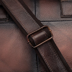 Vintage Brown Leather Men's Briefcase 14'' Computer Briefcase Professional Handbag For Men - iwalletsmen