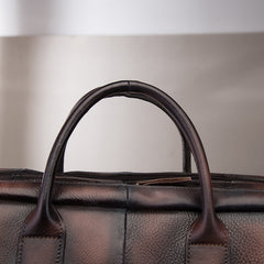 Vintage Brown Leather Men's Briefcase 14'' Computer Briefcase Professional Handbag For Men - iwalletsmen