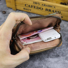 Vintage Brown Mens Leather Small Card Wallet Front Pocket Wallet Change Wallet for Men - iwalletsmen
