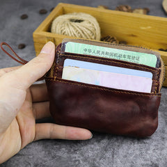 Vintage Brown Mens Leather Small Card Wallet Front Pocket Wallet Change Wallet for Men - iwalletsmen