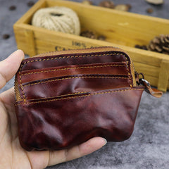 Vintage Brown Mens Leather Small Card Wallet Front Pocket Wallet Change Wallet for Men - iwalletsmen