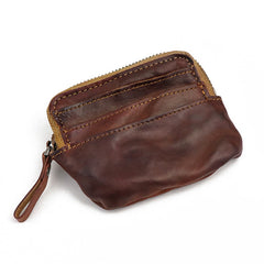 Vintage Brown Mens Leather Small Card Wallet Front Pocket Wallet Change Wallet for Men - iwalletsmen