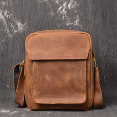 Vintage Leather Men's Small Side Bag Table Bag Small Messenger Bag For Men - iwalletsmen