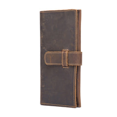 Vintage Brown Leather Men's Bifold Long Wallet Slim Multi Cards Long Wallet For Men - iwalletsmen