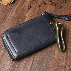 Retro Handmade Mens Leather Key Purse Black Car Key Wallet Card Wallet For Men - iwalletsmen