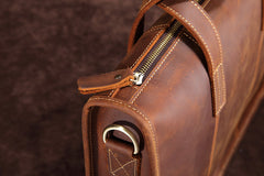 Vintage Leather Mens Laptop Handbag Work Bag Business Bag Shoulder Bag For Men - iwalletsmen
