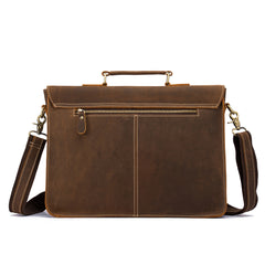 Vintage Brown Leather Men's Professional Briefcase 13‘’ Laptop Shoulder Briefcase For Men - iwalletsmen