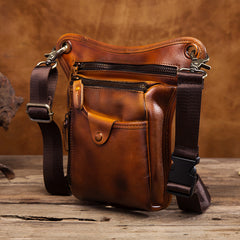 Cool Leather Men's Belt Pouch Waist Bag Small Side Bag Drop Leg Bag For Men - iwalletsmen