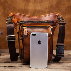 Cool Leather Men's Belt Pouch Waist Bag Small Side Bag Drop Leg Bag For Men - iwalletsmen