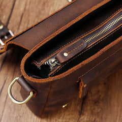 Vintage Leather Briefcase Brown Leather Briefcase Leather Satchel for Men Small Leather Briefcase 