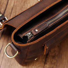 Vintage Brown Leather Men's Profess Briefcase Business Brown Shoulder Briefcase For Men - iwalletsmen