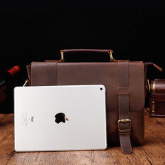 Small Leather Briefcase Vintage Leather Briefcase Brown Leather Briefcase Leather Satchel for Men