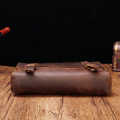 Brown Leather Briefcase Small Leather Briefcase Leather Satchel for Men Vintage Leather Briefcase 