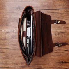 Brown Leather Briefcase Small Leather Briefcase Vintage Leather Briefcase Leather Satchel for Men