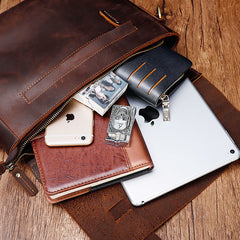 Vintage Leather Briefcase Leather Satchel for Men Brown Leather Briefcase Small Leather Briefcase 