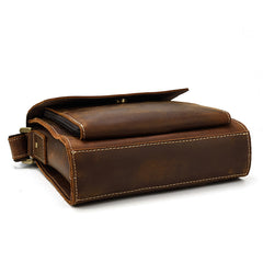 Vintage Brown  Leather Men's Small Side Bag Vertical Messenger Bag Tablet Bag For Men - iwalletsmen