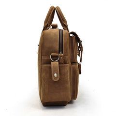 Vintage Leather Men's Travel Bag Business Handbag Laptop 14inch Briefcase For Men - iwalletsmen