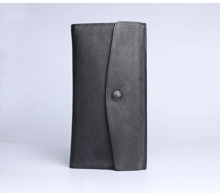 Cool Leather Brown Mens Long Wallet Envolpe Long Wallet Trifold Clutch Wallet for Men - iwalletsmen