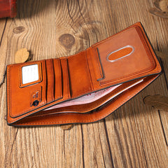 Brown Leather Mens Cool billfold Leather Wallet Men Small Bifold Wallets for Men - iwalletsmen