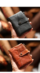 Cool Brown Leather Mens billfold Wallet Bifold SMall Wallet Black Front Pocket Wallet For Men - iwalletsmen