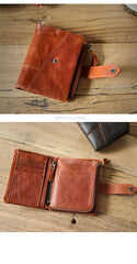 Cool Brown Leather Mens billfold Wallet Bifold SMall Wallet Black Front Pocket Wallet For Men - iwalletsmen