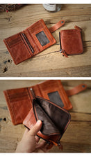 Cool Brown Leather Mens billfold Wallet Bifold SMall Wallet Black Front Pocket Wallet For Men - iwalletsmen