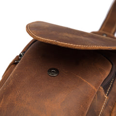Vintage Leather Men's Chest Bag Sling Bag One Shoulder Backpack For Men - iwalletsmen