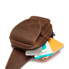Vintage Leather Men's Chest Bag Sling Bag One Shoulder Backpack For Men - iwalletsmen
