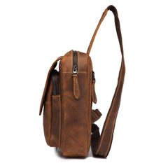 Vintage Leather Men's Chest Bag Sling Bag One Shoulder Backpack For Men - iwalletsmen
