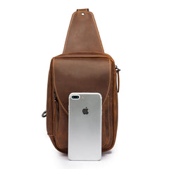 Vintage Leather Men's Chest Bag Sling Bag One Shoulder Backpack For Men - iwalletsmen