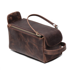 Cool Brown Leather Men's Box Clutch Bag Portable Bag Mini Handbag for Men - iwalletsmen