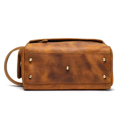Cool Brown Leather Men's Box Clutch Bag Portable Bag Mini Handbag for Men - iwalletsmen